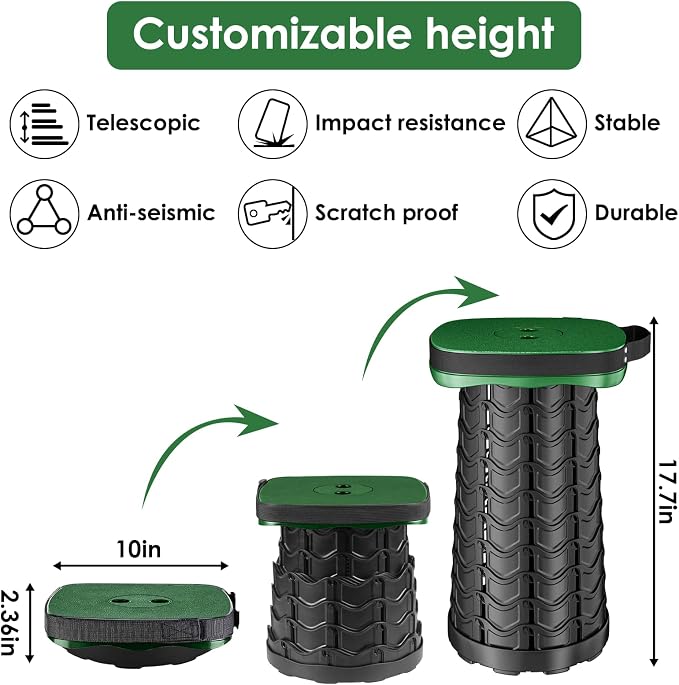Folding Camping Stool, Square Collapsible Portable Stool - Image 2