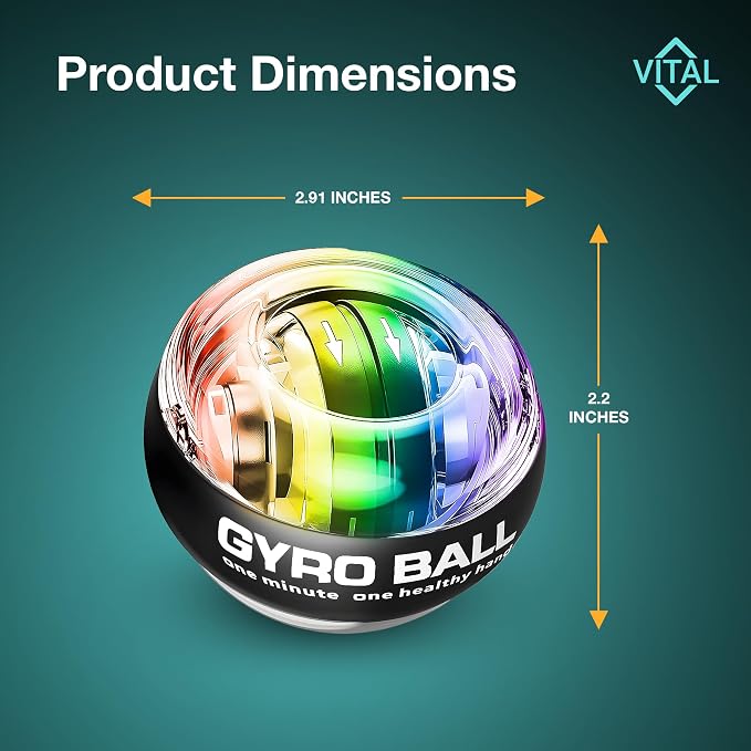 Vital Wrist Ball Exerciser Gyro Ball Hand Gyroscopic Wrist Strengthener & - Image 6
