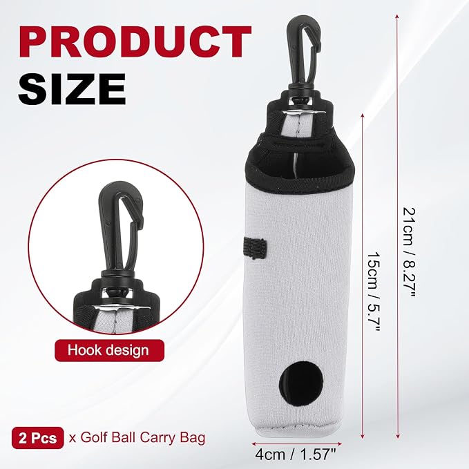 uxcell Golf Ball Carry Bag, Waist-Mounted Storage Bag Neoprene Golf Tee Holder - Image 2
