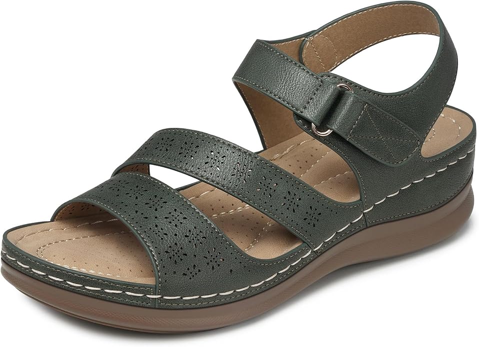 SHIBEVER Women's Wedge Sandals Platform: Comfortable Dressy Arch Support Ankle by SHIBEVER