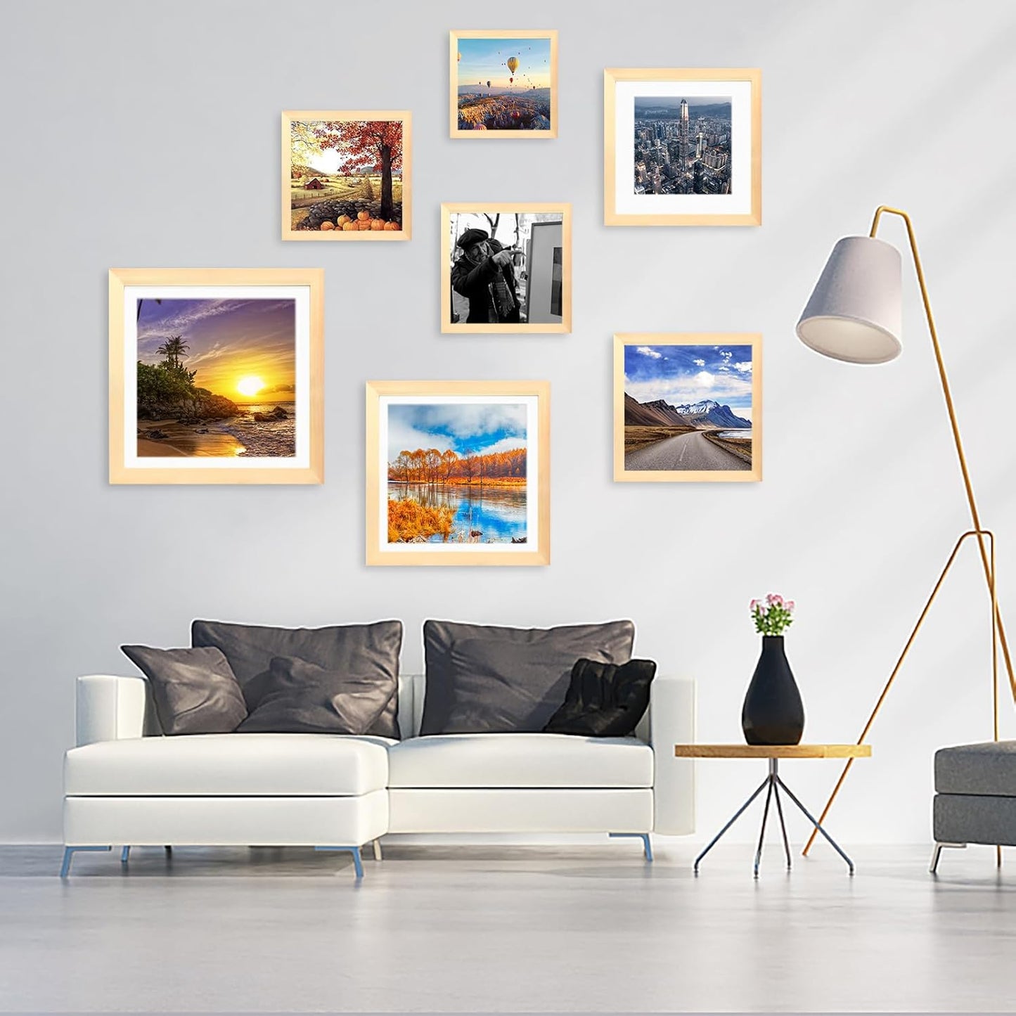 12x12 Wood Picture Frames for Wall Hanging or Tabletop,Diamond Painting Frame Baby Scan Picture Frames with 2 Mats Display 8x8 or 10x10 for Family Walls