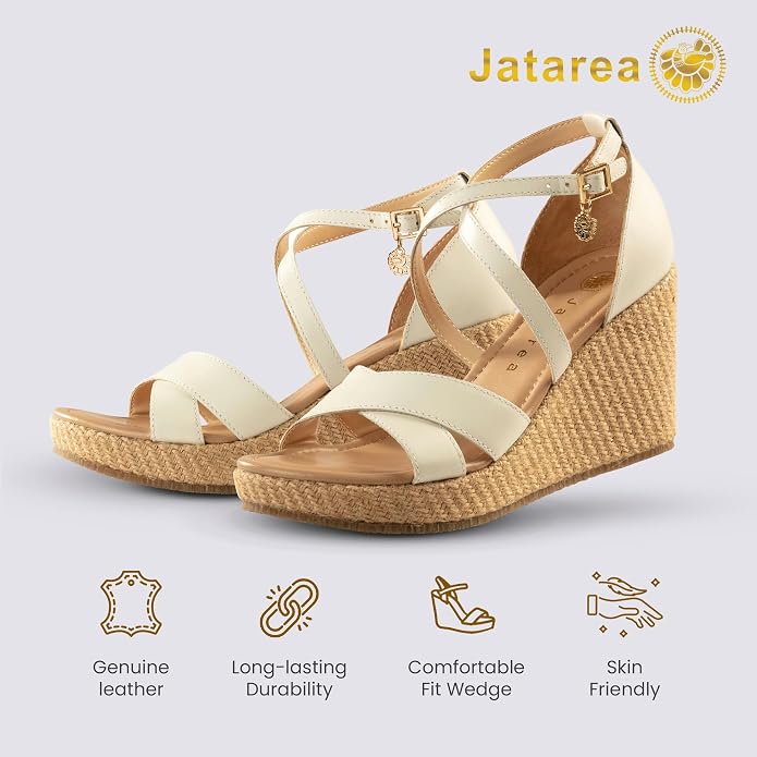 JATAREA Leather Wedge Sandals for Women | Women's Sandals Perfect for Summer - Image 2