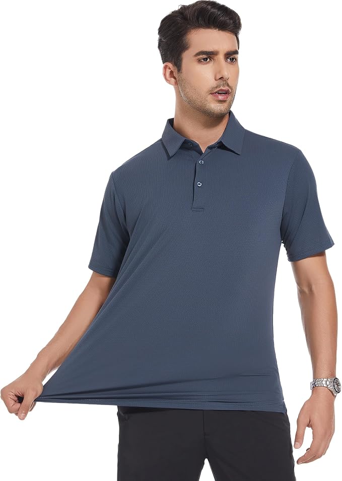 Alex Vando Mens Golf Shirt Moisture Wicking Quick-Dry Short Sleeve Casual Polo - Image 3