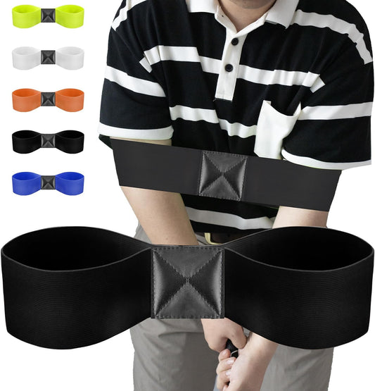 Golf Swing Training Aid-Elastic Arm Gesture Corrector Belt for Beginners,Portable Dual-Shoulder Design for Smoother Swings.Golf Accessories for Practice-Strength,Tempo Training.