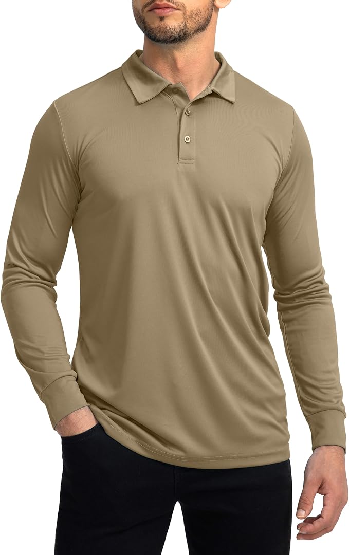 Men's Polo Shirt Long Sleeve Golf Shirts Lightweight UPF 50+ Sun Protection by GGradual