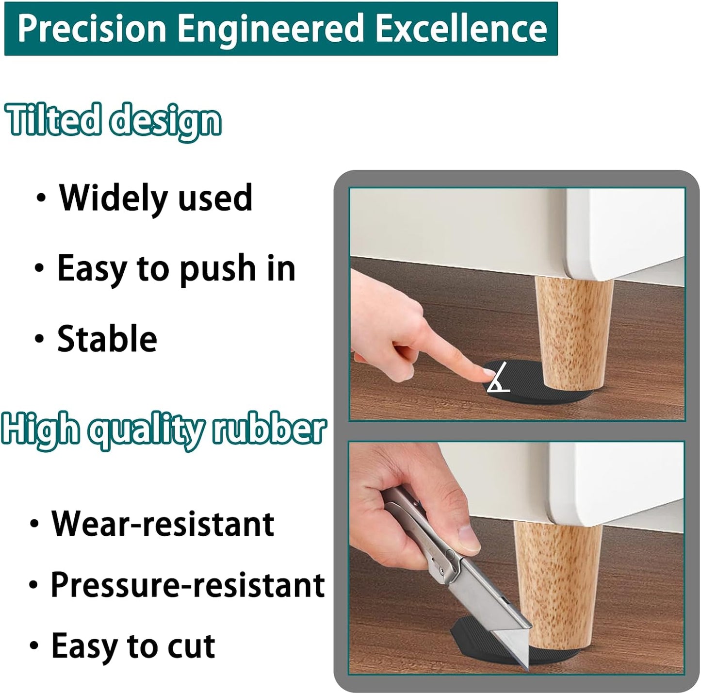 Jayen Rubber Shims 20 Pack – Non-Slip Furniture Levelers & Stackable Wedges for Tables, Toilets, Appliances & More – DIY Home Improvement, Black