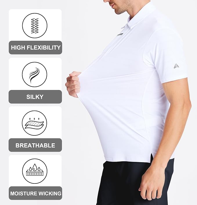 Esabel.C Jacquard Golf Shirts for Men Moisture Wicking Short Sleeve Performance - Image 3
