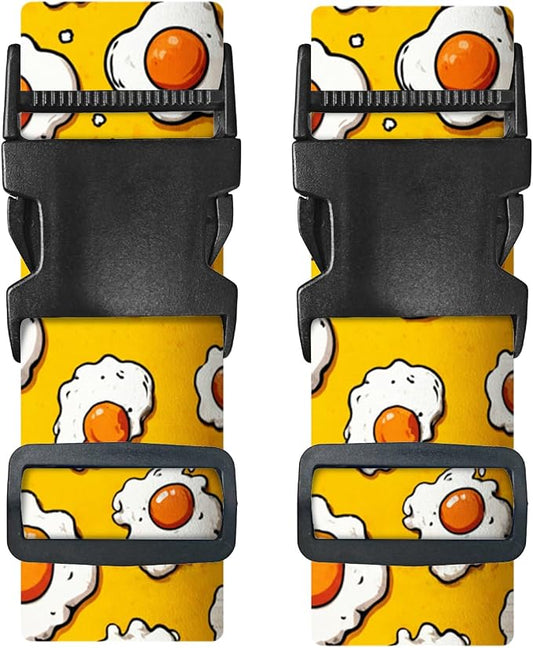 Nuxovilar Luggage Straps of 2 Set Fried Eggs Pattern, 1.96x90.5 inches by Nuxovilar