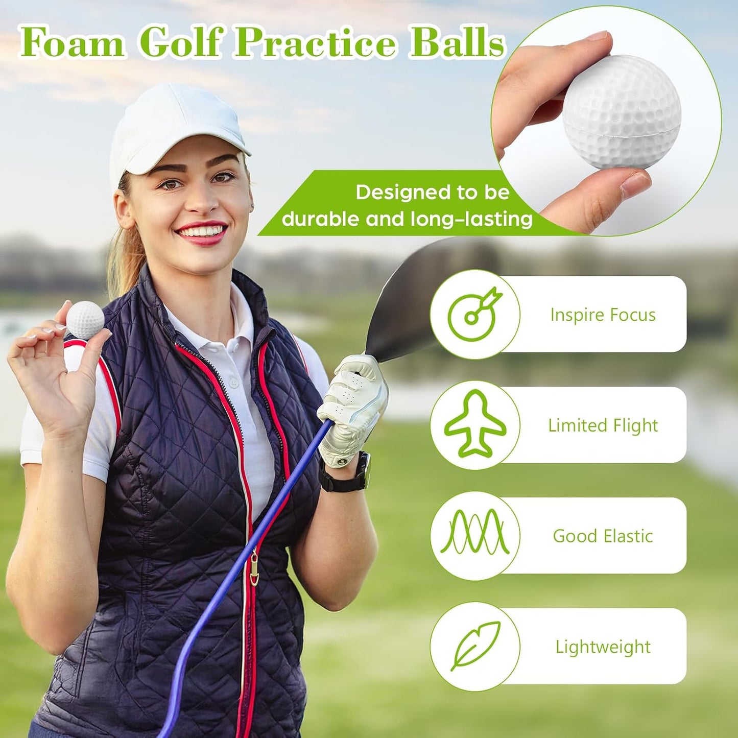 12 Pcs Foam Golf Practice Balls Soft Foam Balls for Golf Practice Realistic Feel and Flight Sport Training