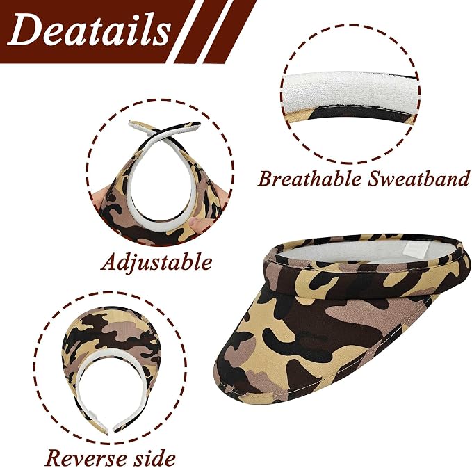 2 Pack Sun Visor Hats Women Men Clip On Wide Brim Visors Hat Outdoor Sports - Image 2
