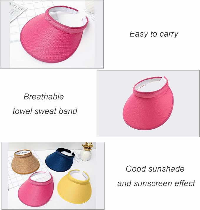 Cloth Covered Slip-On Visor for Women, Adjustable Cap Sports Sun Visors for Men - Image 6