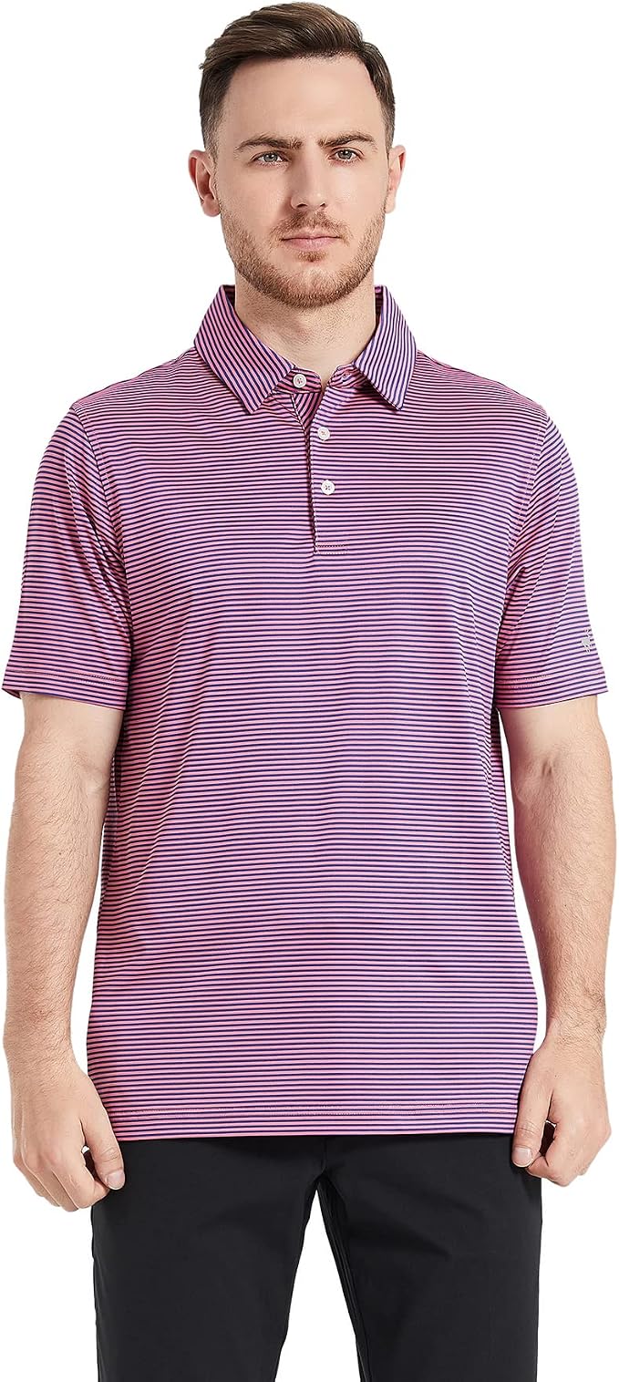 Golf Shirts for Men Dry Fit Short Sleeve Print Performance Moisture Wicking - Image 2