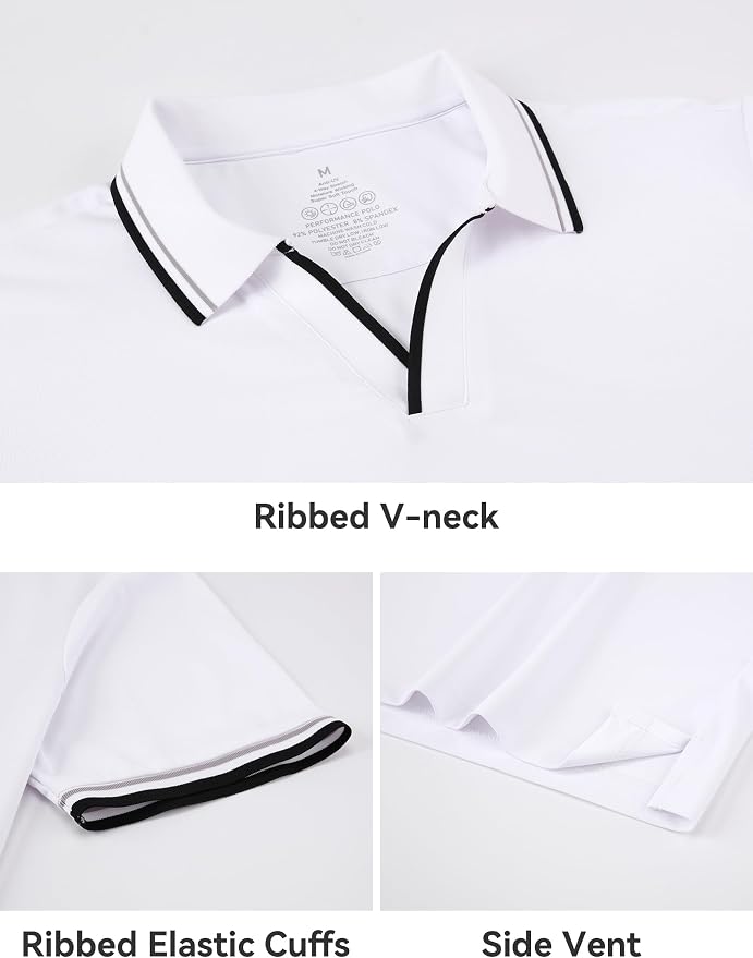 Esabel.C Jacquard Golf Shirts for Men Moisture Wicking Short Sleeve Performance - Image 3