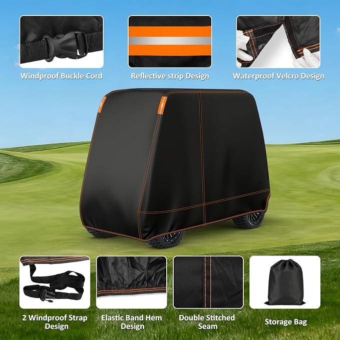 Falafa Golf Cart Cover 6 Passenger, Heavy Duty 420D Waterproof All Weather - Image 7