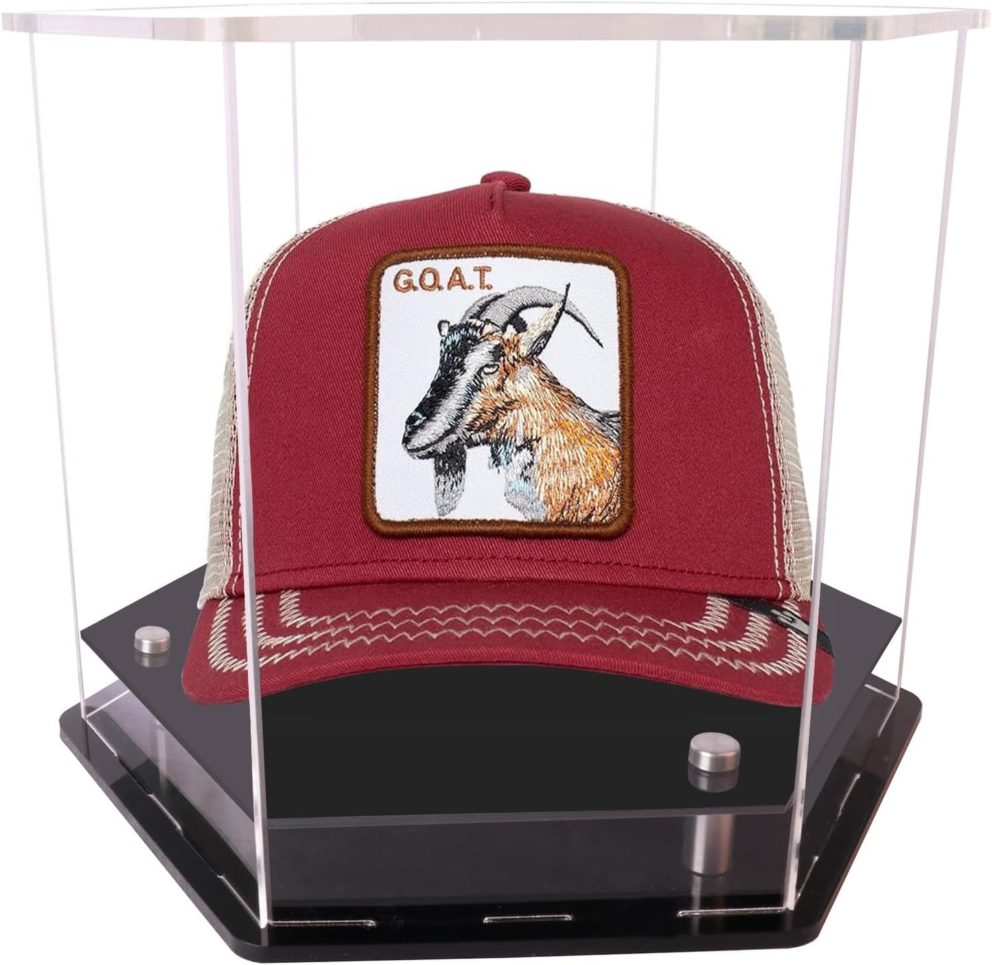 Hat Display Case,Baseball Cap hat Box,Hexagons Clear Acrylic Display Case Baseball or Snapback Caps/Cap of Any Mini (10 inx 8.7 in x 7.9 in)