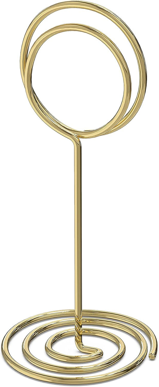 10 Pack Gold Table Number Holders - Place Card Holders for Signs - Photo Holders for Centerpieces Weddings - Photo Stand Clip - Picture Holder for Tables - Wire Food Signs Restaurant Setting Cards