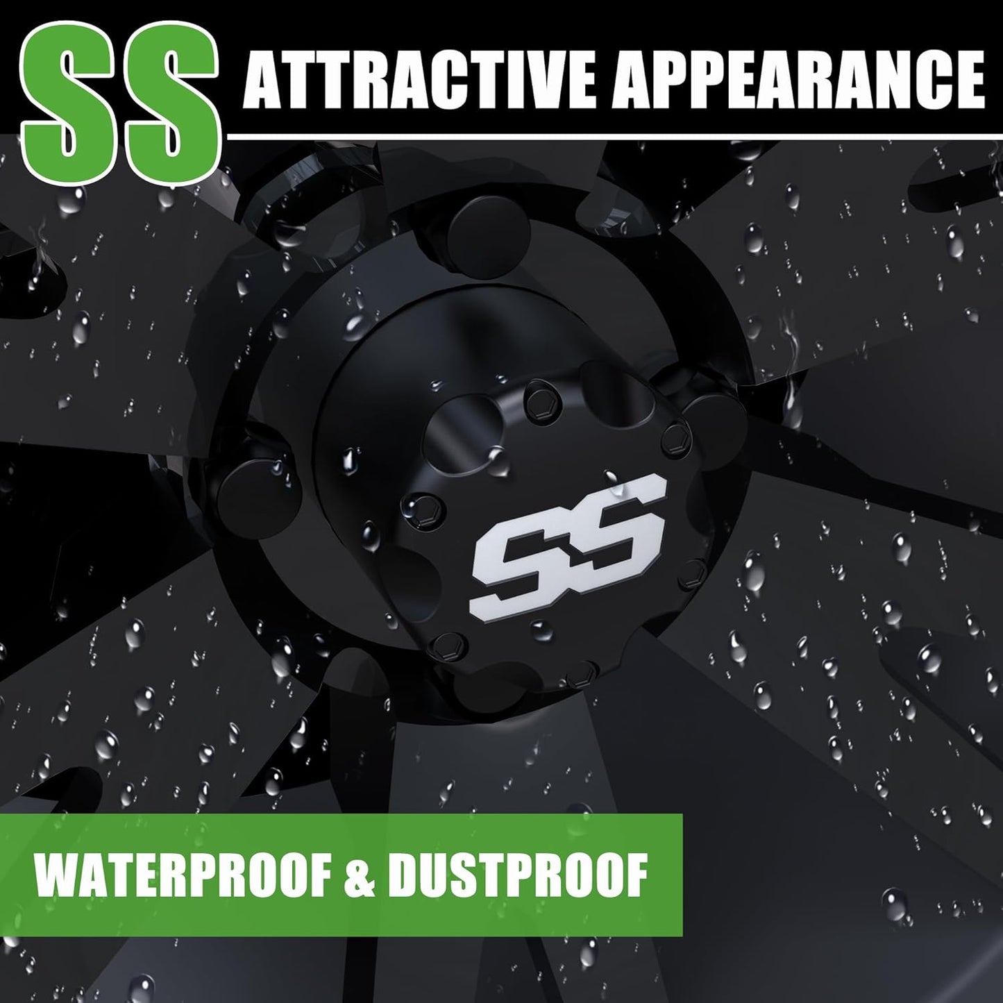 10L0L Universal Golf Cart SS Wheel Center Cap Cover for EZGO, Club Car, Yamaha, 4 PCS (Black)