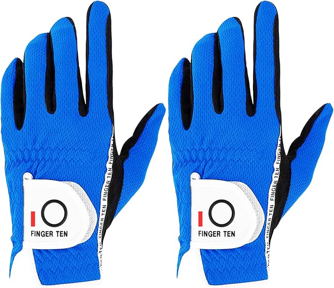 FINGER TEN Men's Golf Gloves for Right Left Handed Golfer Rain Grip Value 2 Pack by FINGERTENSport