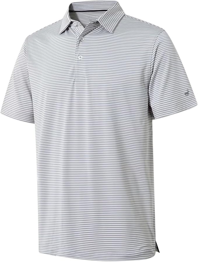 Mens Golf Shirt Moisture Wicking Dry Fit Performance Sport Short Sleeve Striped by MICHELROUEN