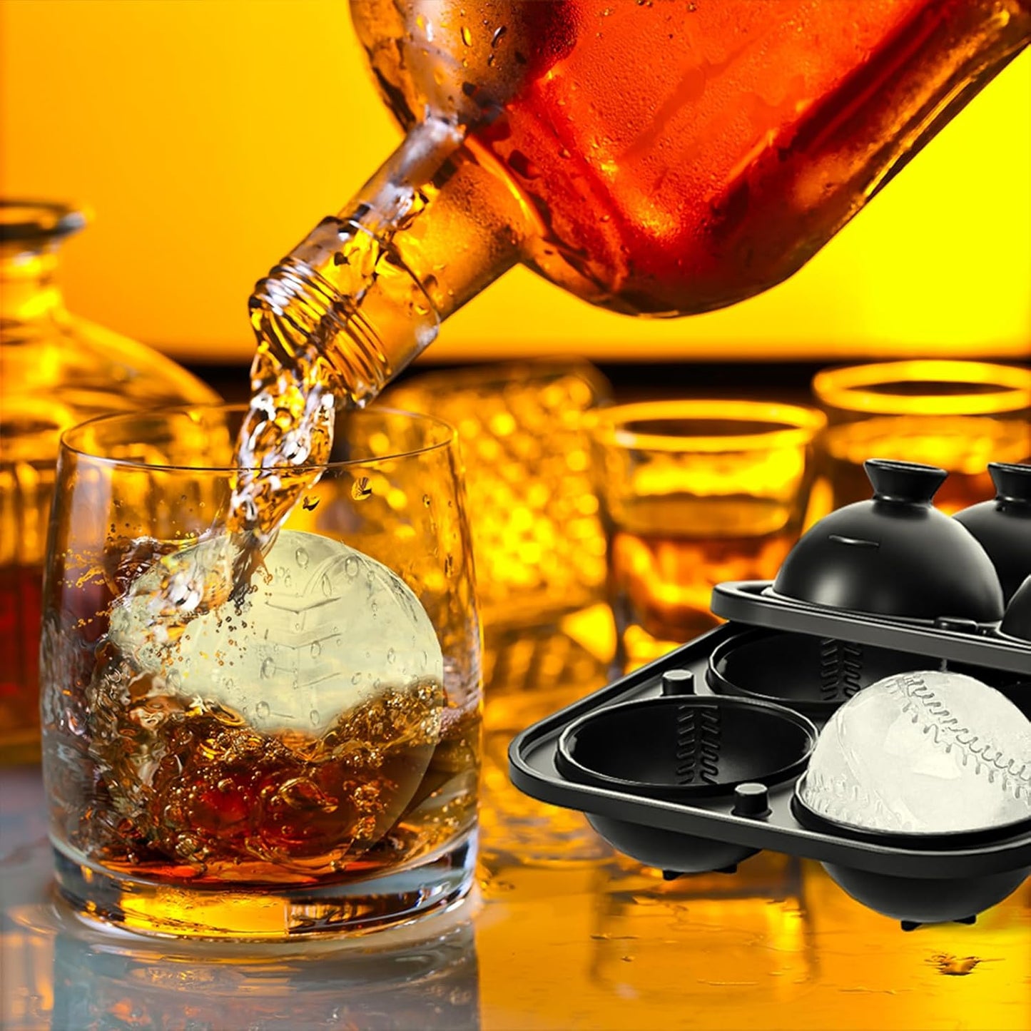 2 Pack Baseball Ice Cube Mold 2.1 Inch Large Silicone Baseball Ice Cube Molds Fun Shapes Craft Sphere Ice Molds Novelty Christmas Gifts for Men Women Cocktails, Bourbon,Brandy, Whiskey(2, Baseball)