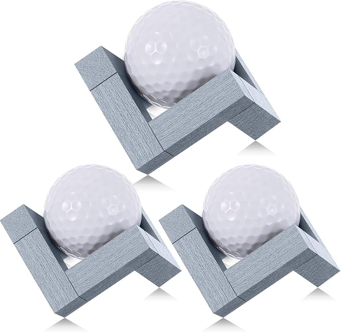 3 Pack Golf Ball Display Stand 1.97 Inch Wooden Golfball Display Case Grey by Lineshading