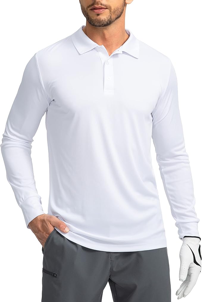 Men's Polo Shirt Long Sleeve Golf Shirts Lightweight UPF 50+ Sun Protection by GGradual