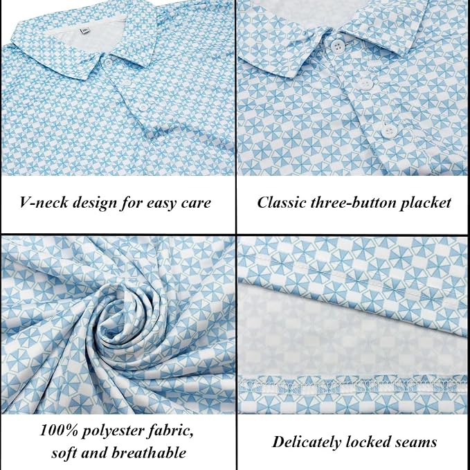 Men's Long Sleeve Golf Shirt Quick Dry 3 Button Work Fishing Outdoor Casual - Image 5