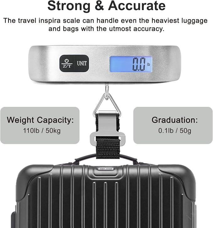travel inspira Luggage Scale, Portable Digital Hanging Baggage Scale - Image 5