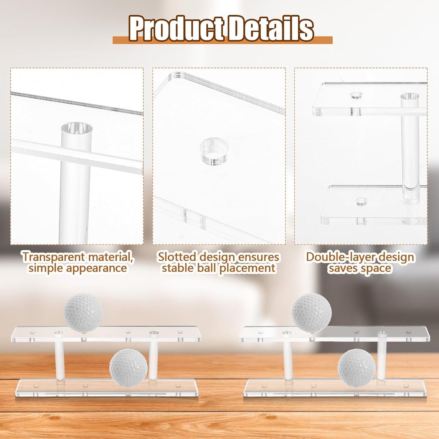 1 Pc Golf Ball Display Rack 8 Balls Clear Acrylic Golf Case Holder Small Table Tennis Display Stand Shelf Double Layer