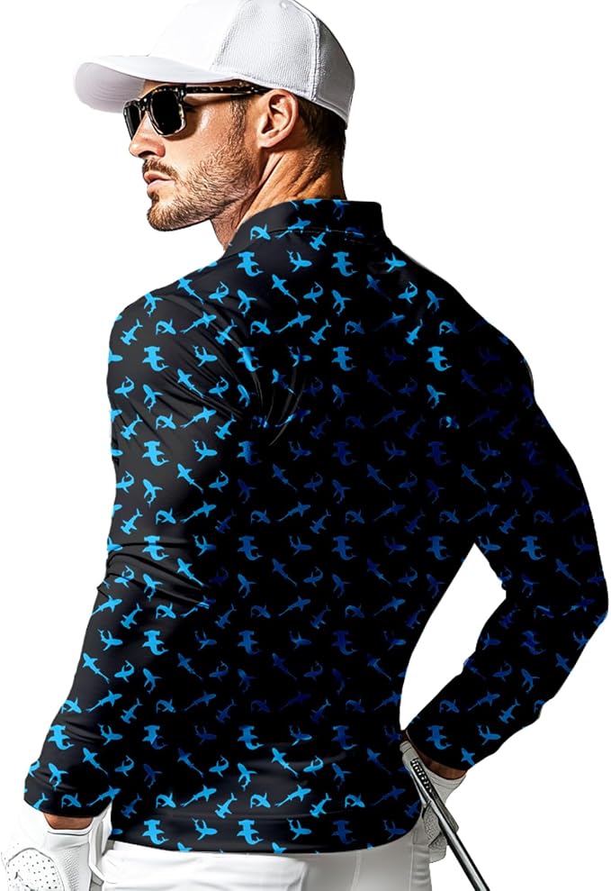 Men's Long Sleeve Golf Shirt Quick Dry 3 Button Work Fishing Outdoor Casual - Image 2