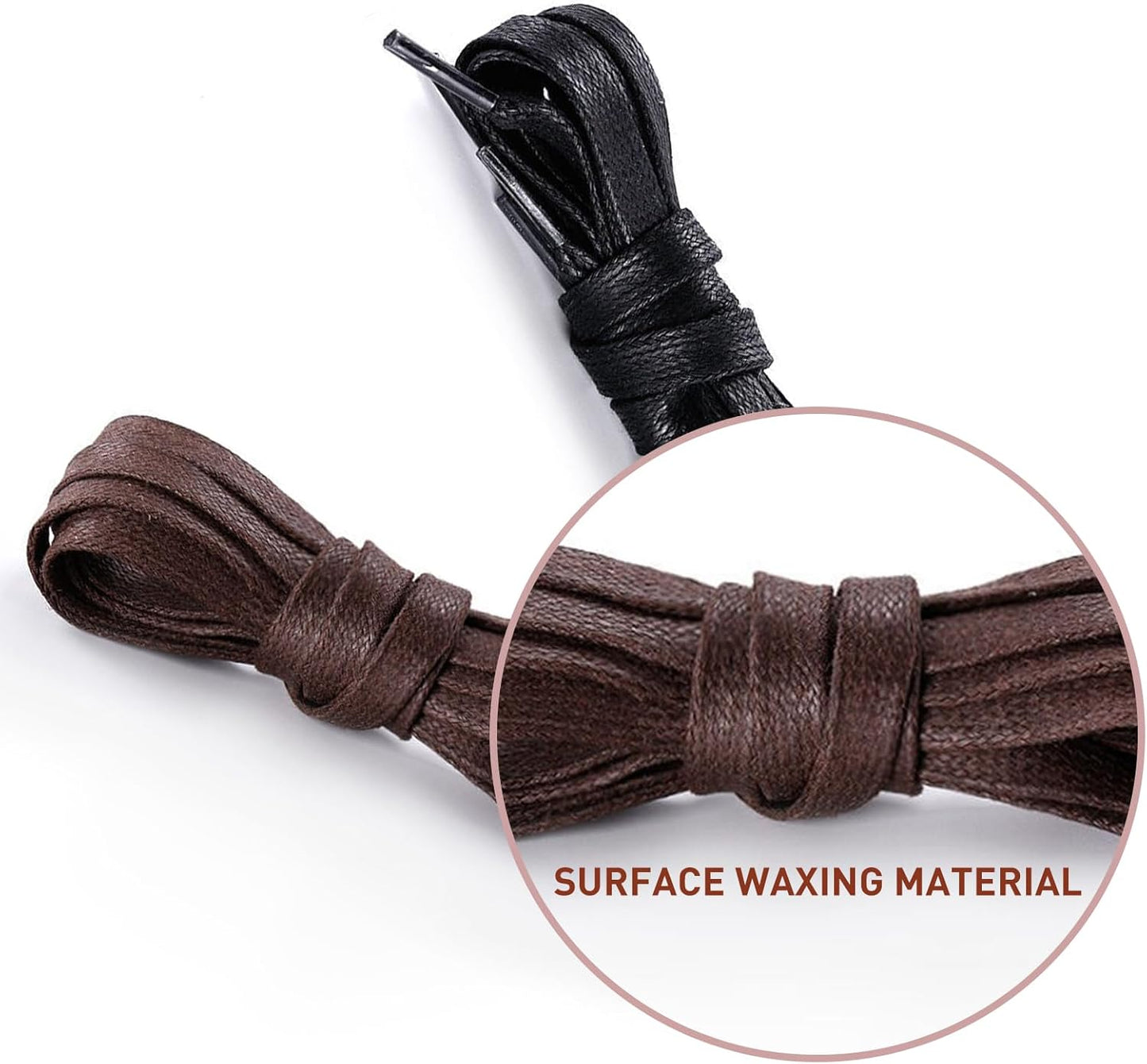 2 Pairs Waxed Flat Shoe Laces for ECCO Lace Up Leather Sneakers, 1/4"(6mm) Dress Cotton Shoelaces Replacement