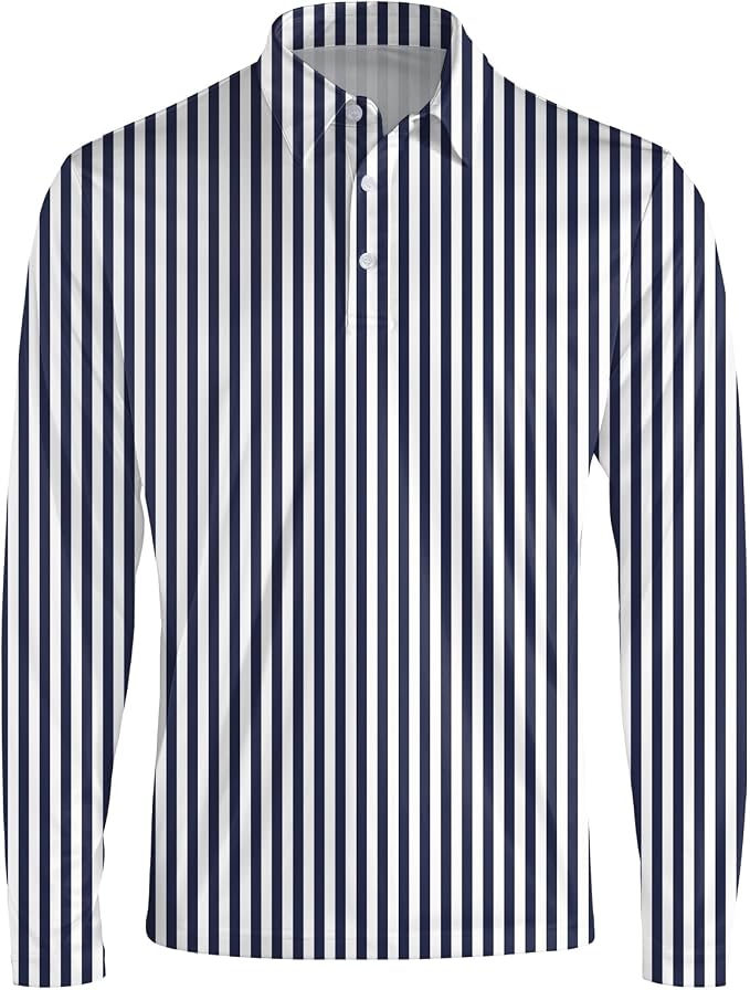 Men's Long Sleeve Golf Shirt Quick Dry 3 Button Work Fishing Outdoor Casual - Image 3