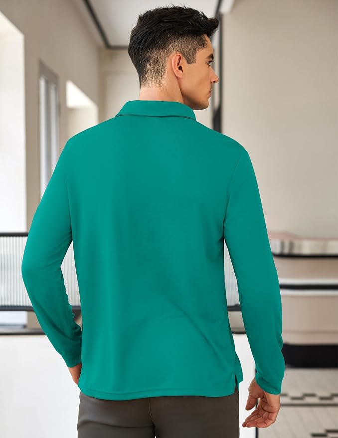 Deyeek Men's Polo Shirts Long Sleeve Golf Polo Shirts - Image 5