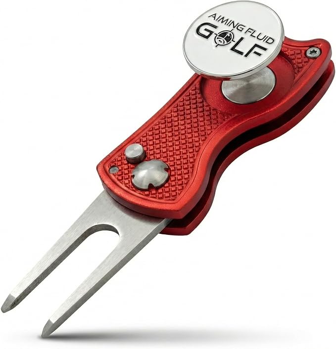Golf Divot Repair Tool — 5-in-1 Golfing Ball Marker, Pitch Mark Repair by AimingFluidGolf