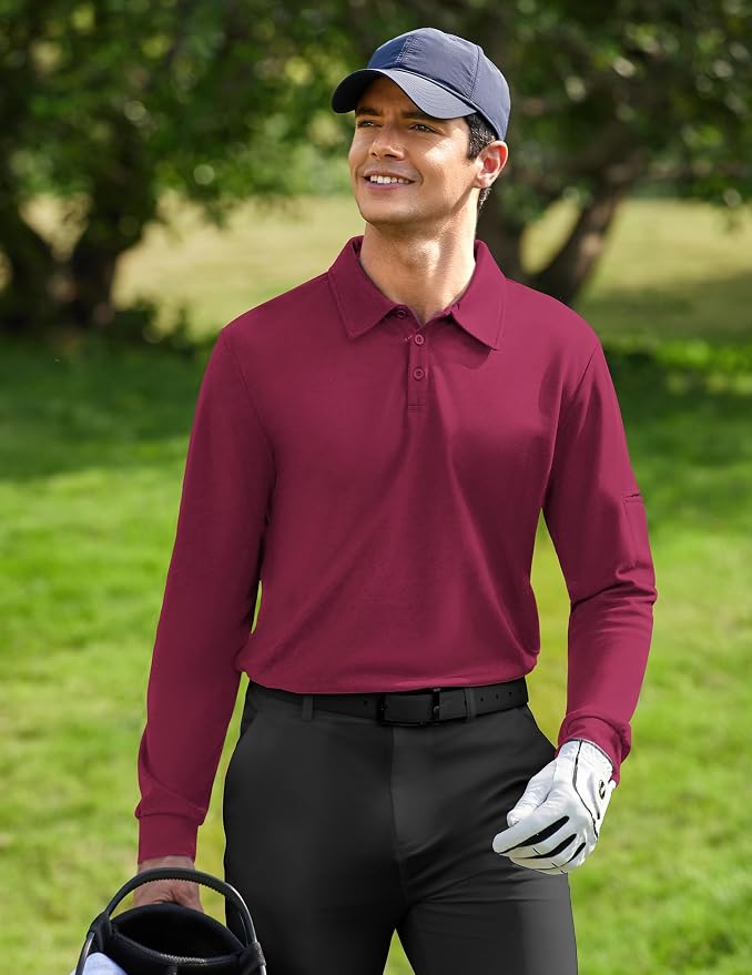 Deyeek Men's Polo Shirts Long Sleeve Golf Polo Shirts - Image 5