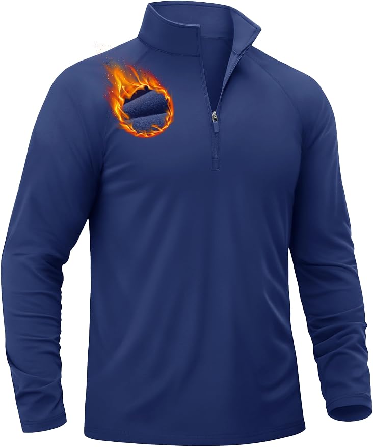 TACVASEN Men's Quarter Zip Pullover Fleece Lined Thermal Long Sleeve Golf Shirt by TACVASEN