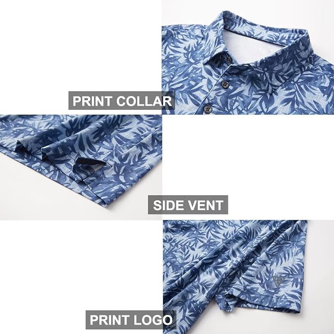 Golf Shirts for Men Dry Fit Short Sleeve Print Performance Moisture Wicking - Image 4