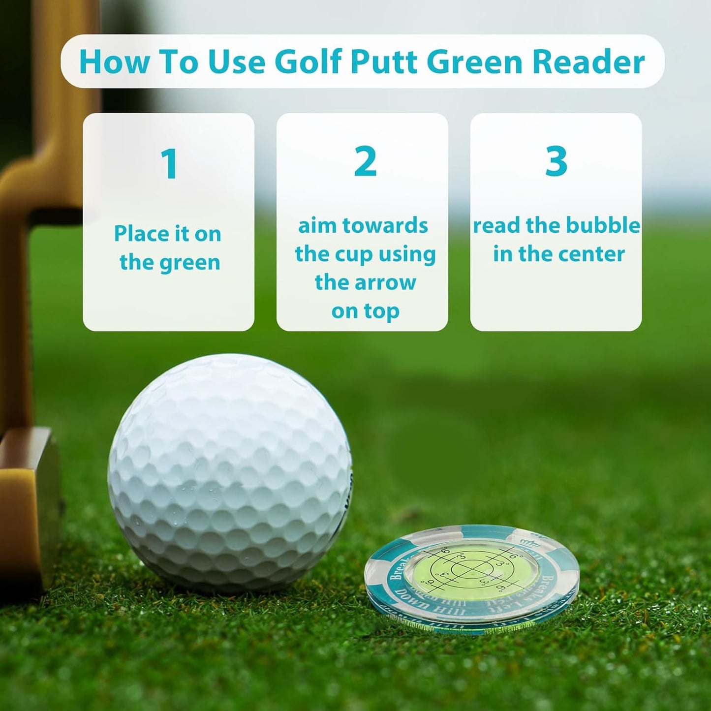 1 Pack 360° Triple Line Golf Ball Marker，Golf Ball Line Marker Tool，Golf Ball Marker Stencil，Alignment Ball Marker，Golf Accessories