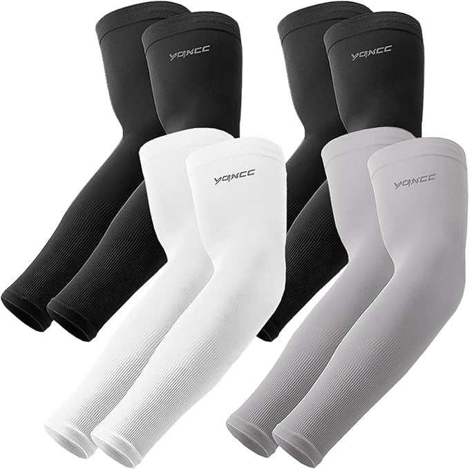 YQXCC 4 Pairs Arm Sleeves, Cooling UV Sun Protection Sports Compression Sleeves by YQXCC