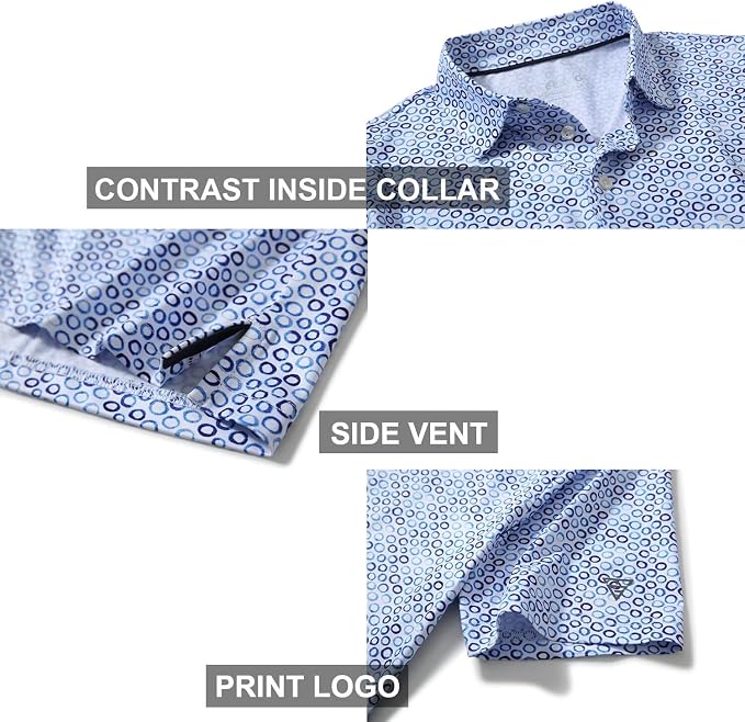 Golf Shirts for Men Dry Fit Short Sleeve Print Performance Moisture Wicking - Image 4