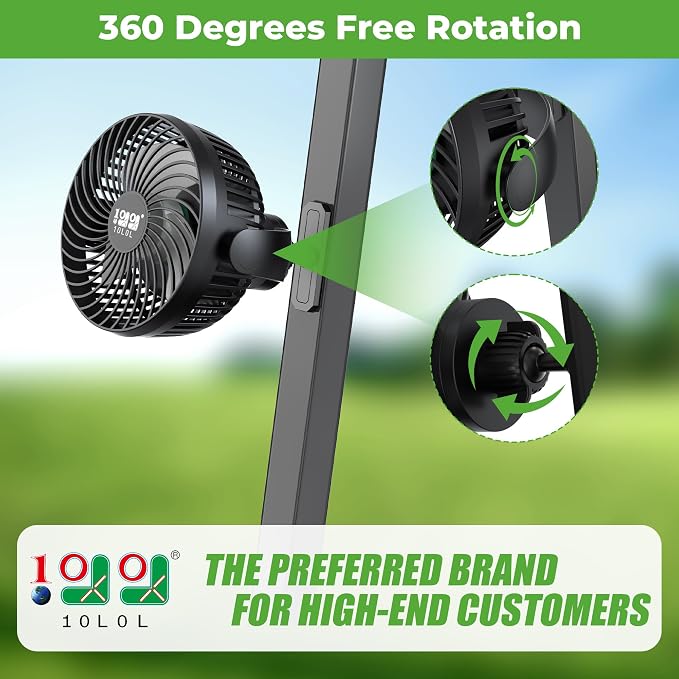 10L0L 2 Pack Magnetic Golf Cart Fans Rechargeable Big Battery Powered Portable - Image 5