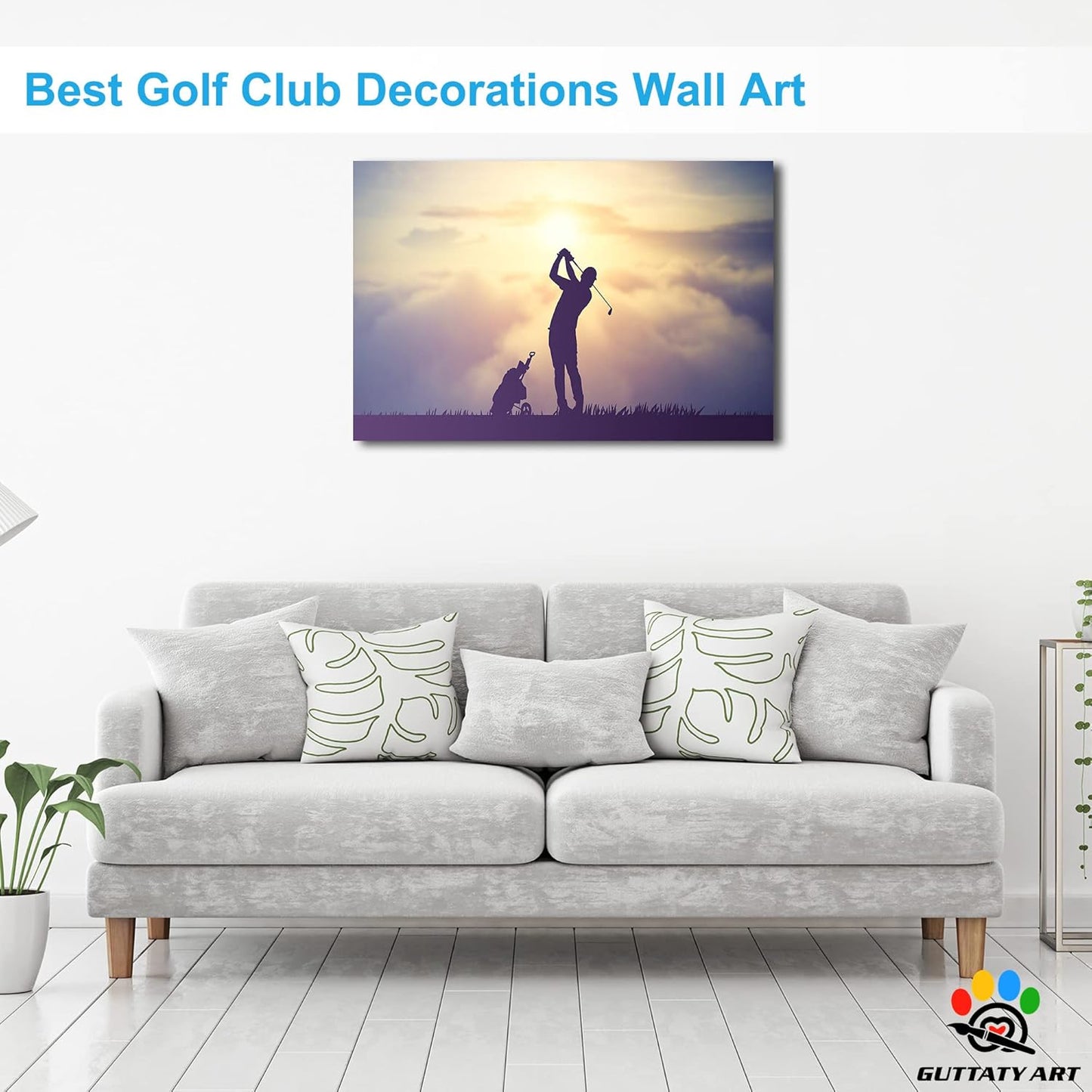 GUTTATY Golf Wall Art, Golf Pictures Posters Canvas Print Wall Decor for Golfer's Man Cave Home Ofice Ready to Hang (24x36 Inches)