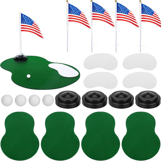4 Set Golf Centerpieces Table Decorations Golf Party Supplies Including Ball Sand Trap Red Flag Plastic Flag Stand for Sport Themed Birthday Party Decor (Green Golf centerpieces set1)
