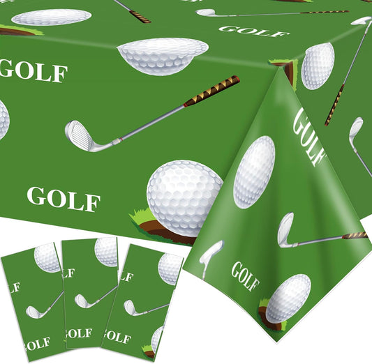 Adirasenotek 3Pcs Golf Party Tablecloths,Sports Themed 87" Lx51 W Rectangular Plastic Table Covers Disposable Tablecloths for Decoration Birthday Part Baby Showers