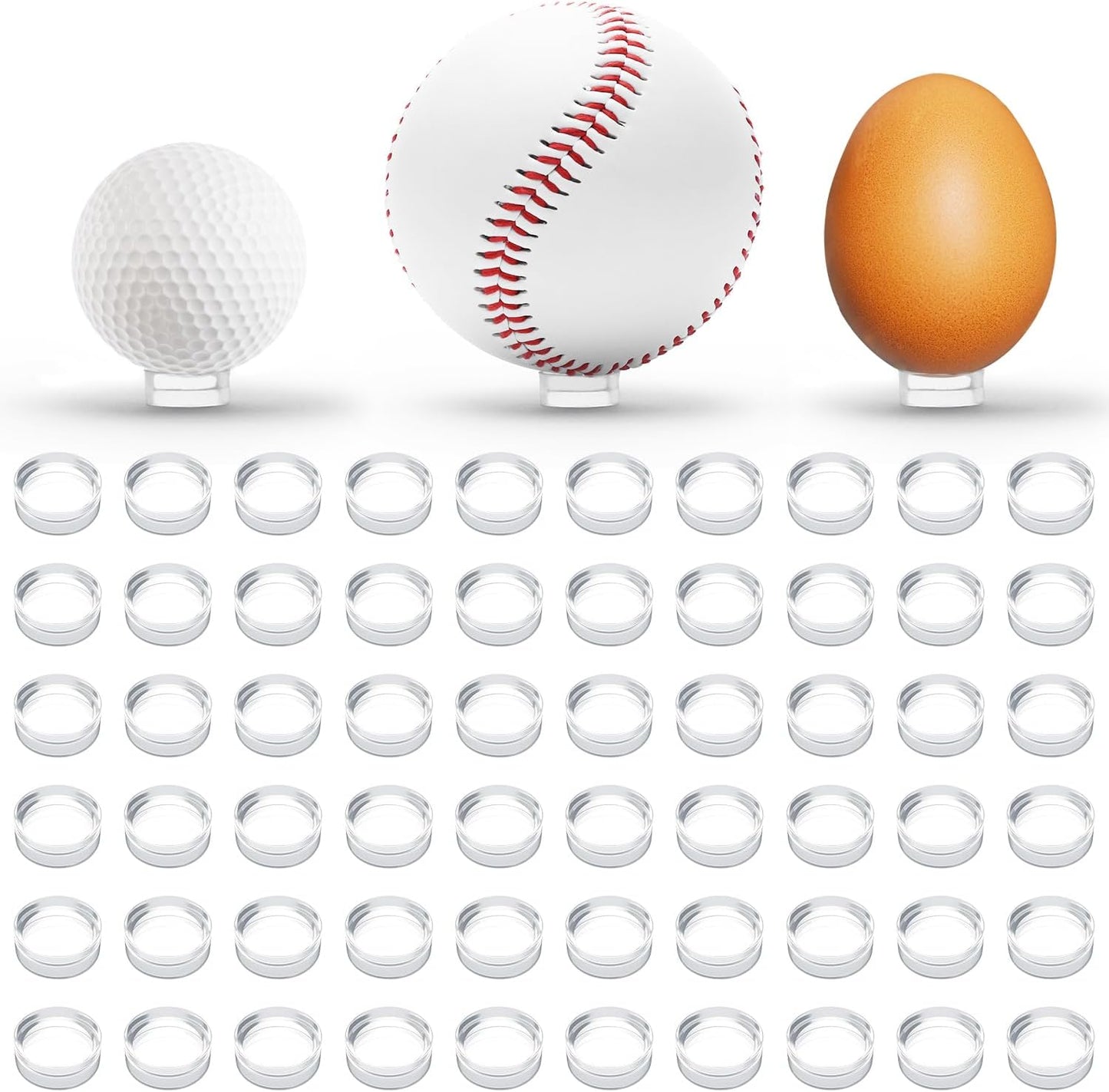 100 Pcs Ring Golf Ball Display Case 0.6 Inches Clear Baseball Holder Golf Ball Holder Small Baseball Acrylic Stands Round Ring Stand Acrylic Display Stands for Small Balls, Egg, Spheres, Marble