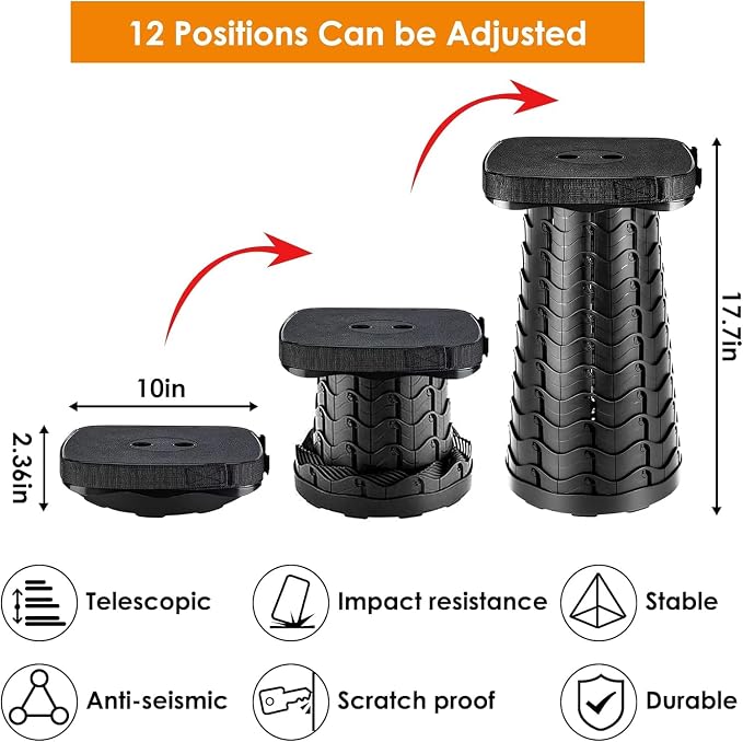 2 Pack Collapsible Stool with Soft Removable Cushion & Waterproof Carry Bag - Image 2