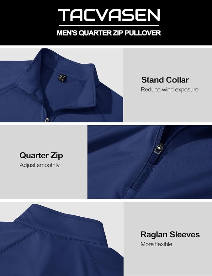 TACVASEN Men's Quarter Zip Pullover Fleece Lined Thermal Long Sleeve Golf Shirt - Image 5