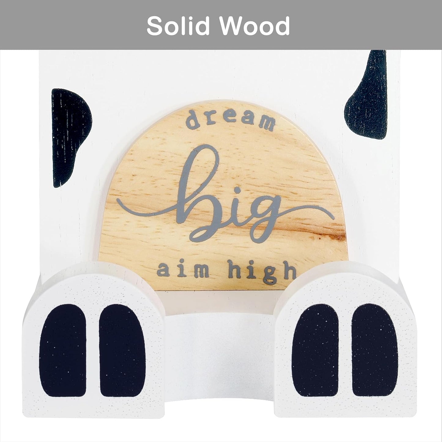 I'm Solid Wood Multipurpose Eyeglass Phone Pen & Pencil Holder Stand Stationery Desk Box Organizer Accessories Decor, Cute Farm Animal for Home Office Desktop Decor Birthday Graduation Gifts (Cow)