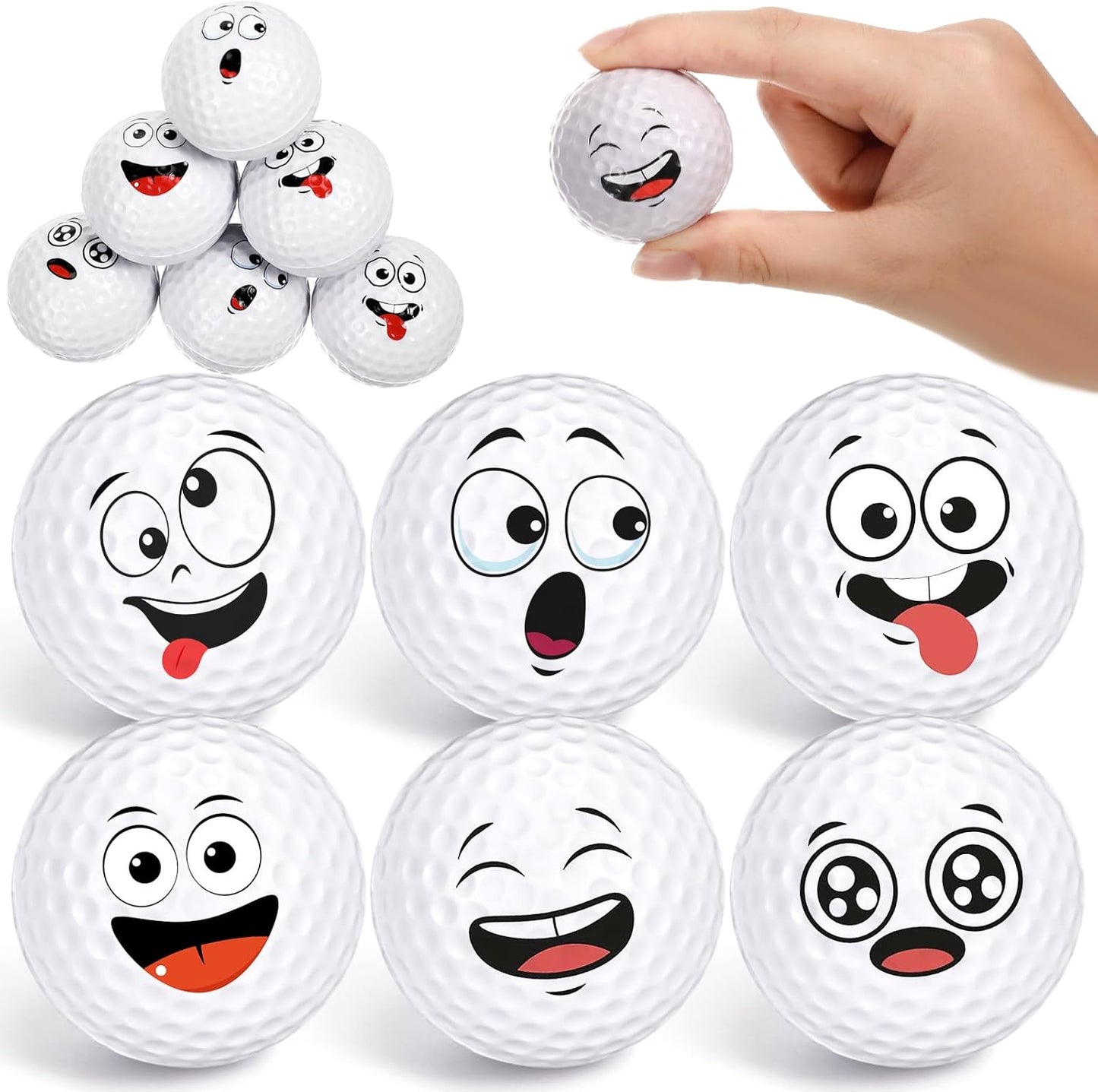 12 Pcs Mini Face Stress Balls for Boys Girls Sport Funny Face Squeeze Foam Balls for Stress and Anxiety Relief for Party Favors Birthday Gift Decoration(Golf)