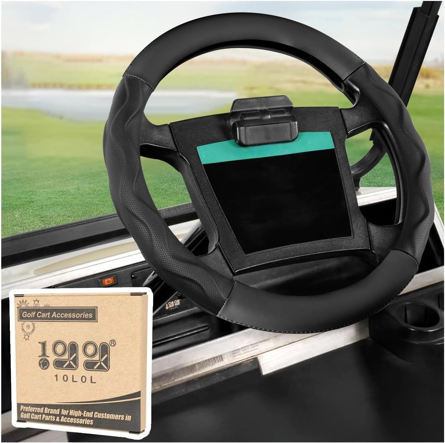 10L0L Golf Cart Steering Wheel Cover for Yamaha, Club Car DS & Precedent, 14 Inch Black